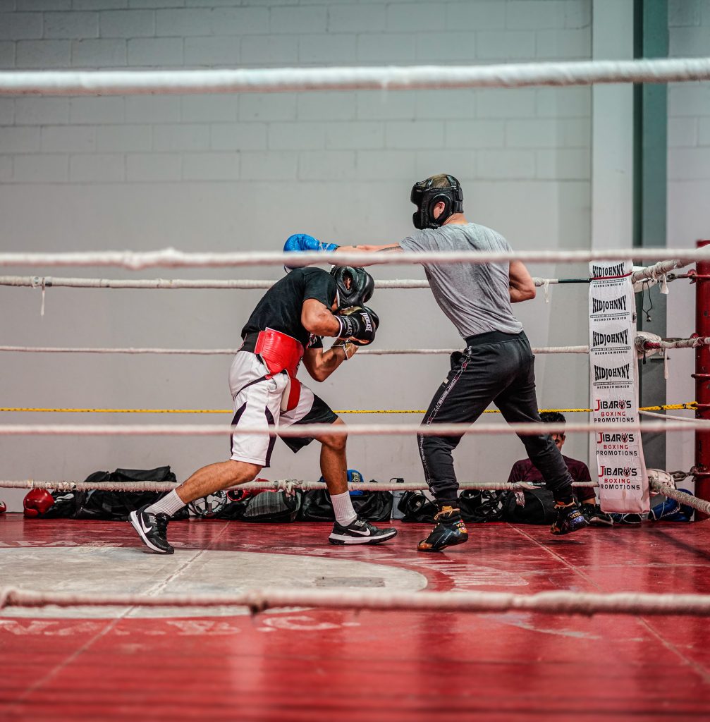 en action portrait boxeur
